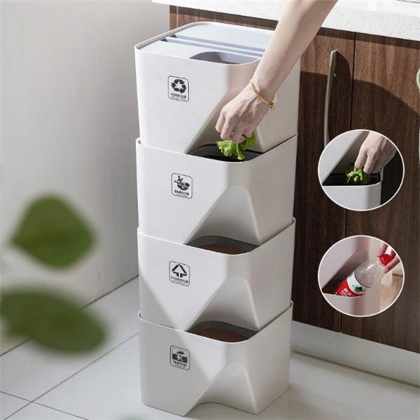 Kitchen Trash Can Recycle Bin Stacked Sorting Trash Bin Household Dry And Wet Separation Waste Bin Rubbish Bin for Bathroom - Pacisia