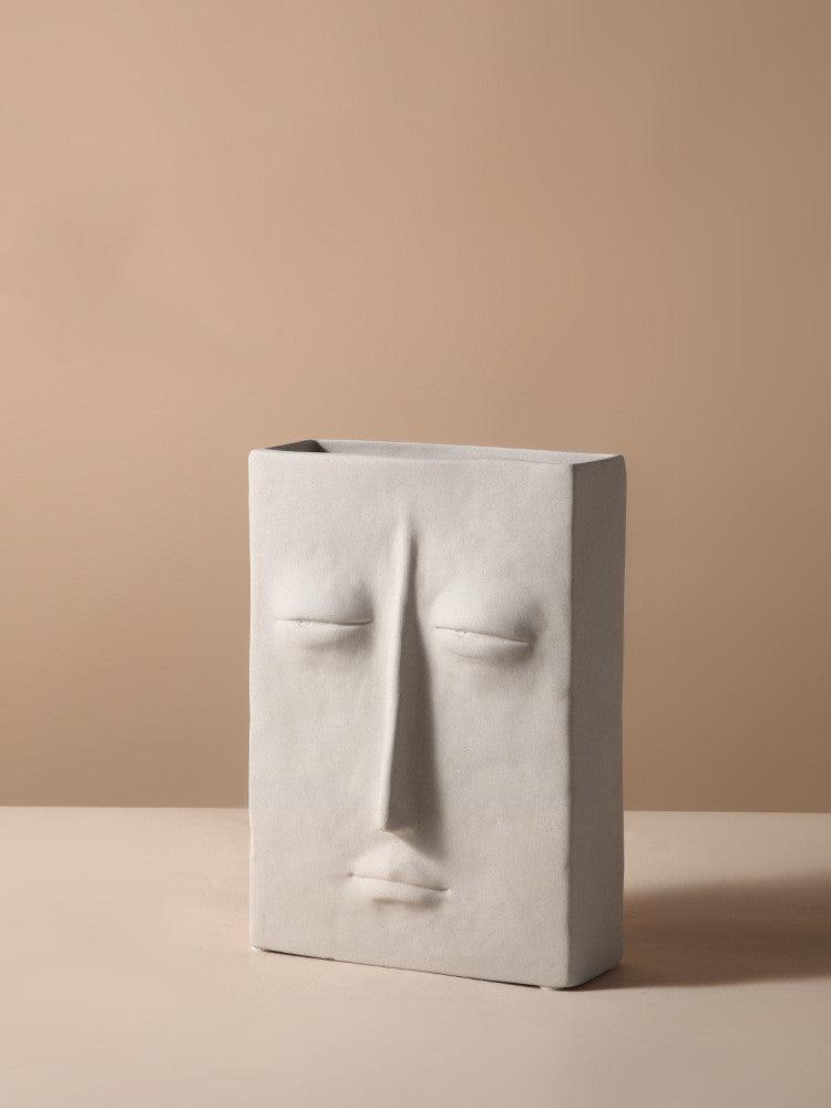 Nordic Creative Ceramic Vase Simple Face Decoration Bedroom Decoration Livingroom Porch Flower Arrangement Home Decoration - Pacisia