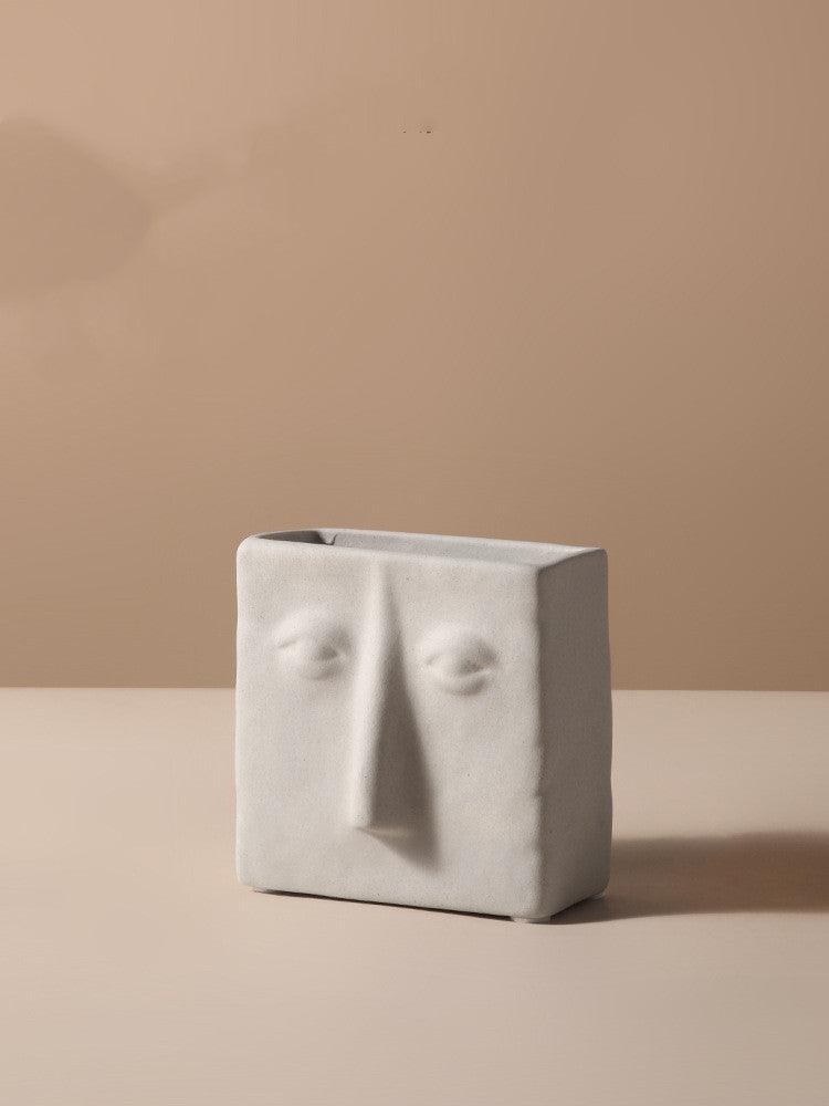 Nordic Creative Ceramic Vase Simple Face Decoration Bedroom Decoration Livingroom Porch Flower Arrangement Home Decoration - Pacisia
