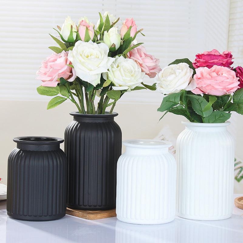 Glass Vase Ins Nordic Black Frosted Craft Vase Home Style Decoration Home Decoration Should Be Simple And Modern - Pacisia