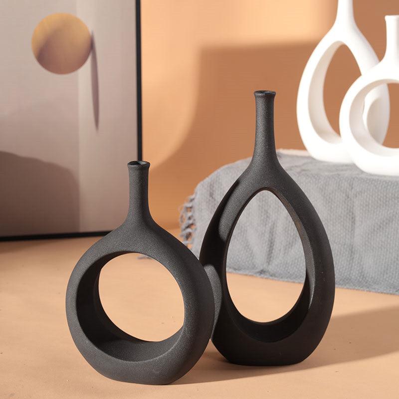Living Room Art Vase Flower Ceramics Nordic Creative Minimalist TV Cabinet Porch Model Room Decoration Ornaments - Pacisia