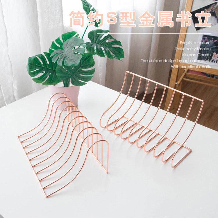 10 Grid File Storage Shelf Book Stand Bookend Wrought Iron Organizer Holder for Home Office - Pacisia