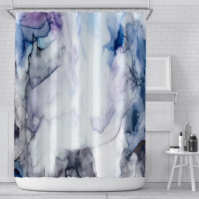 Cross-Border Watercolor Creative Digital Printing Shower Curtain Waterproof Polyester Bathroom Curtain Shower Curtain Customization - Pacisia
