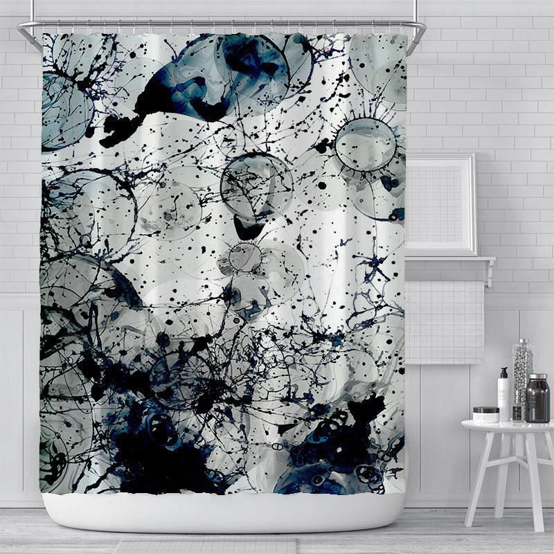 Cross-Border Watercolor Creative Digital Printing Shower Curtain Waterproof Polyester Bathroom Curtain Shower Curtain Customization - Pacisia