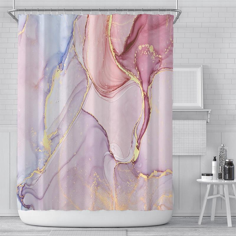 Cross-Border Watercolor Creative Digital Printing Shower Curtain Waterproof Polyester Bathroom Curtain Shower Curtain Customization - Pacisia