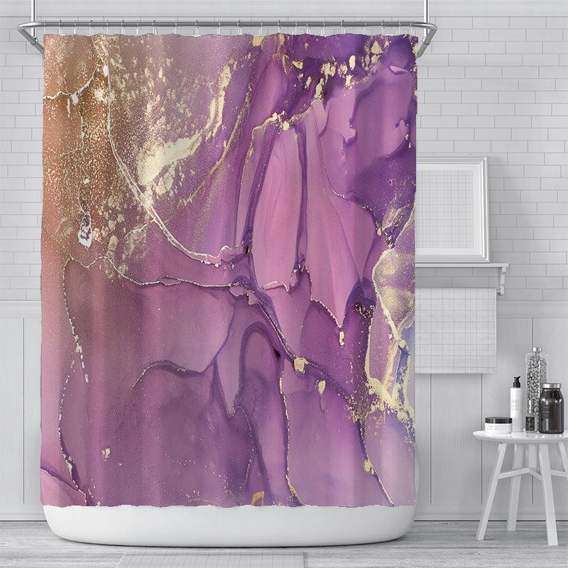 Cross-Border Watercolor Creative Digital Printing Shower Curtain Waterproof Polyester Bathroom Curtain Shower Curtain Customization - Pacisia