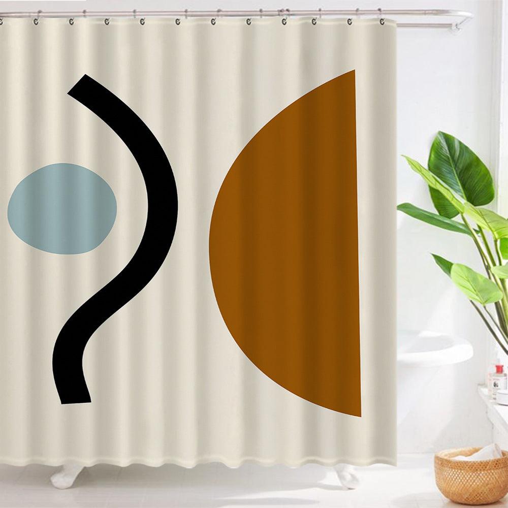 Ins Wind Shower Curtain Abstract Geometric Dry And Wet Separation Partition Curtain Curtain Bathroom Curtain Abstract Illustration - Pacisia
