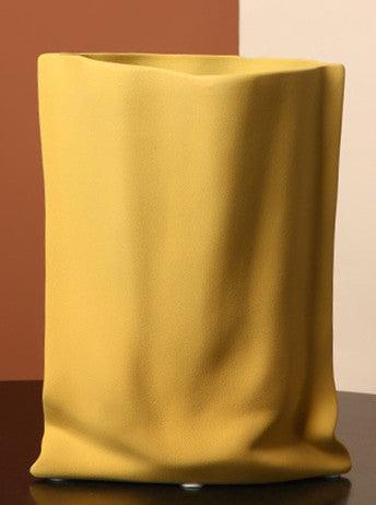 Behanmei Morandi Folded Vase Decoration Ceramic Flower Arrangement Living Room Tv Cabinet Entrance Table Decoration - Pacisia