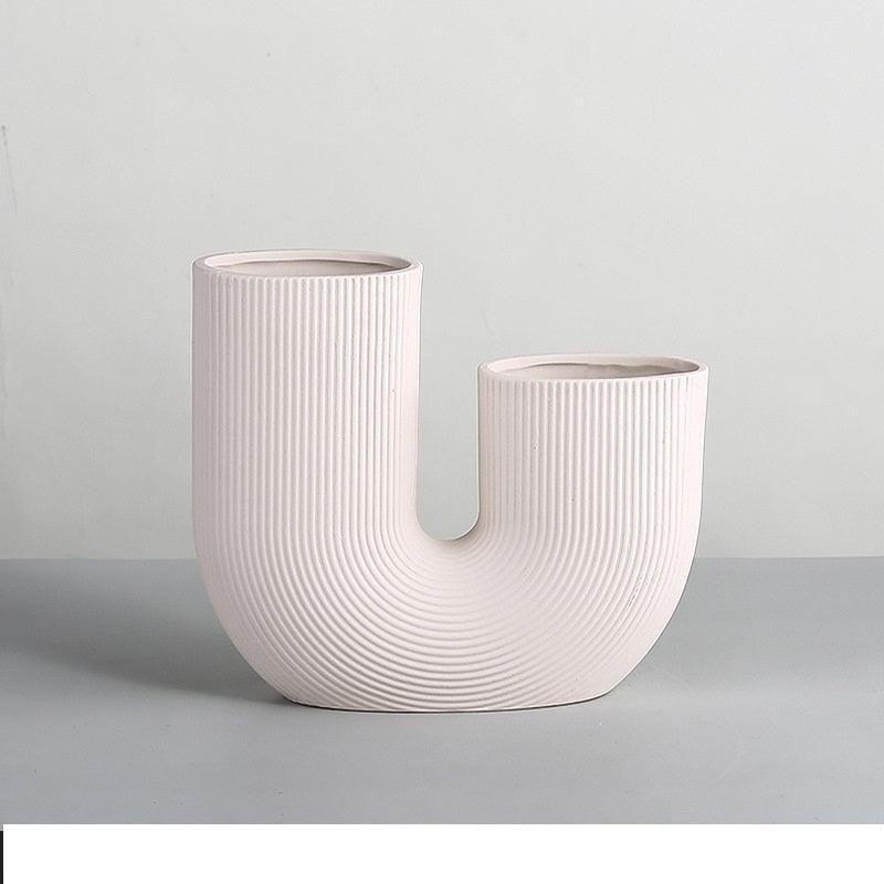 Bossi Home Furnishing Creative U-shaped Ceramic Vase Handicraft Decoration Soft Decoration Model Room Decoration Dry Flower Arrangement - Pacisia