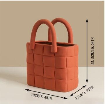 Nordic Creative Handbag Bag Vase Morandi Ceramic Flower Living Room Flower Arrangement Home Model Room Decoration Ornaments - Pacisia