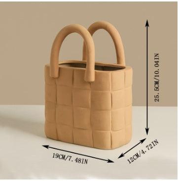 Nordic Creative Handbag Bag Vase Morandi Ceramic Flower Living Room Flower Arrangement Home Model Room Decoration Ornaments - Pacisia