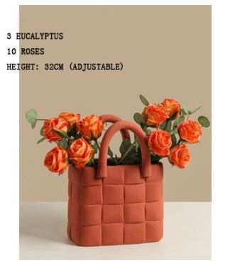 Nordic Creative Handbag Bag Vase Morandi Ceramic Flower Living Room Flower Arrangement Home Model Room Decoration Ornaments - Pacisia