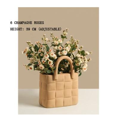 Nordic Creative Handbag Bag Vase Morandi Ceramic Flower Living Room Flower Arrangement Home Model Room Decoration Ornaments - Pacisia
