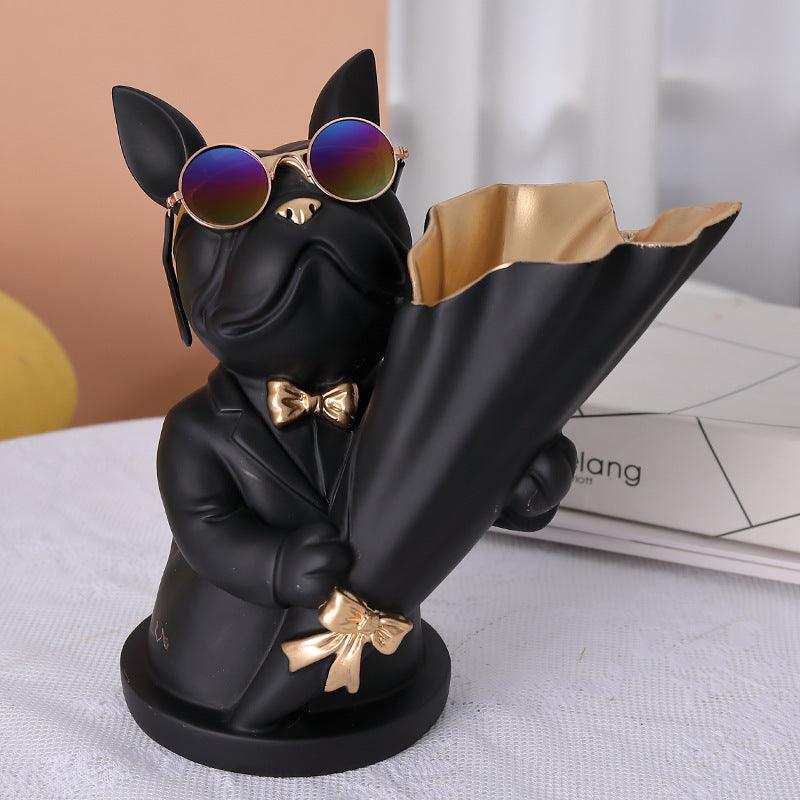 Home Decor,Figurine Miniature,French Bulldog,Sculpture,Desktop Flower Vase,Table Decoration,Modern,Living Room,Decorative Statue - Pacisia