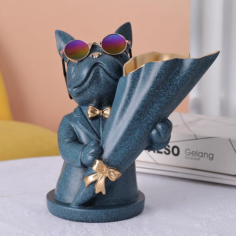 Home Decor,Figurine Miniature,French Bulldog,Sculpture,Desktop Flower Vase,Table Decoration,Modern,Living Room,Decorative Statue - Pacisia