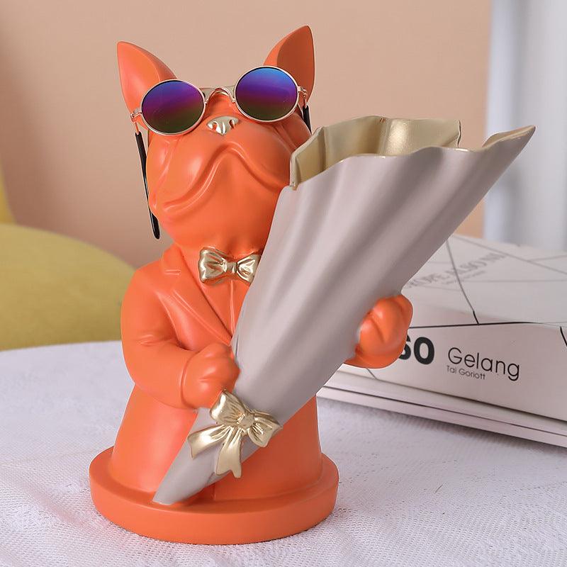 Home Decor,Figurine Miniature,French Bulldog,Sculpture,Desktop Flower Vase,Table Decoration,Modern,Living Room,Decorative Statue - Pacisia