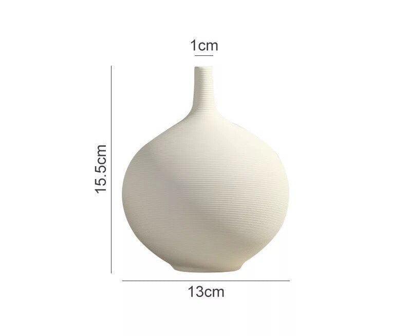 Nordic White Porcelain Flower Vase Artwork Home Decoration Furnishings Round Ceramic Vase Flower Arrangement Decoration Ornament - Pacisia