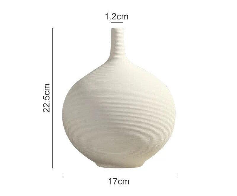 Nordic White Porcelain Flower Vase Artwork Home Decoration Furnishings Round Ceramic Vase Flower Arrangement Decoration Ornament - Pacisia