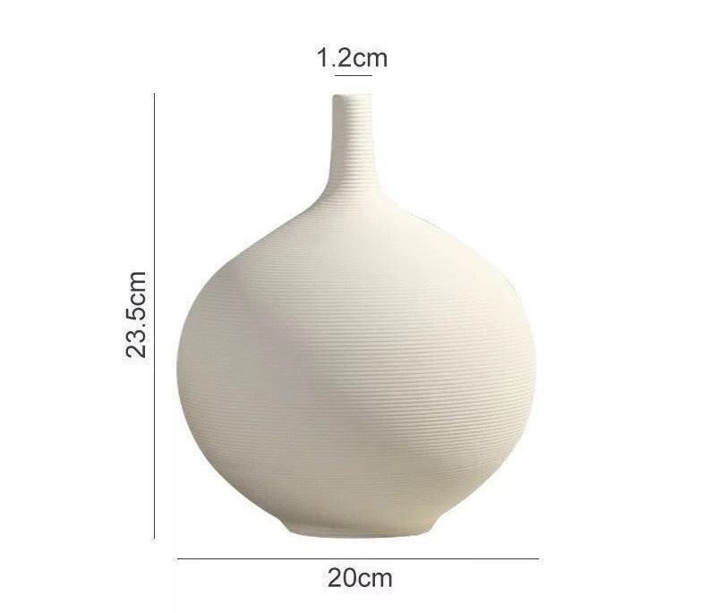 Nordic White Porcelain Flower Vase Artwork Home Decoration Furnishings Round Ceramic Vase Flower Arrangement Decoration Ornament - Pacisia