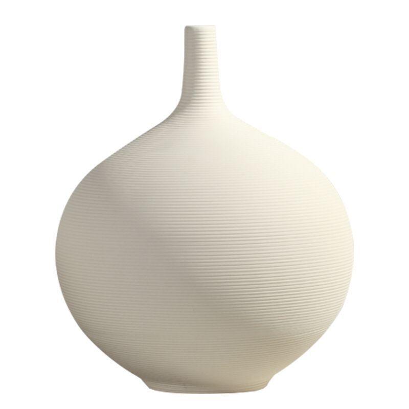 Nordic White Porcelain Flower Vase Artwork Home Decoration Furnishings Round Ceramic Vase Flower Arrangement Decoration Ornament - Pacisia