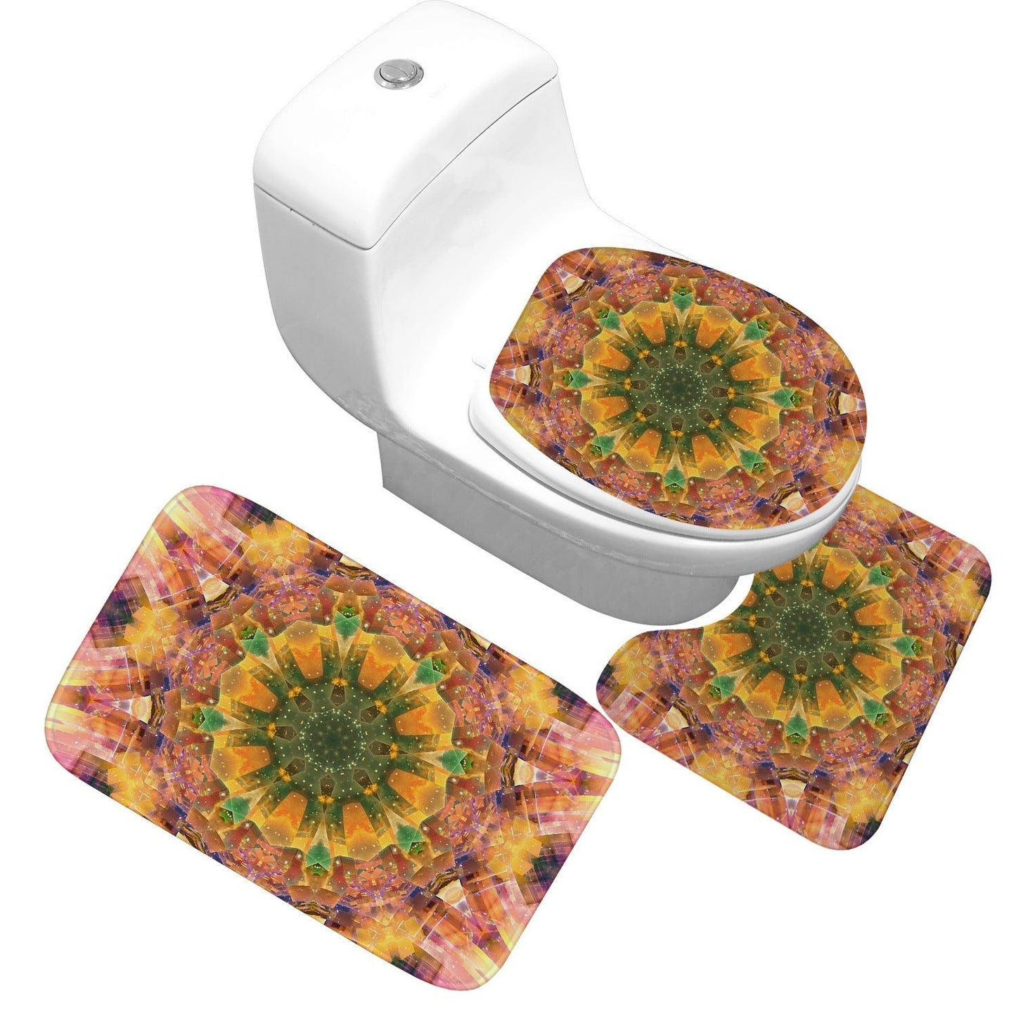 Receiving Bag Three-piece Toilet Bathroom Toilet Carpet Non-slip Absorbent Toilet Floor Mat Classic Pattern - Pacisia