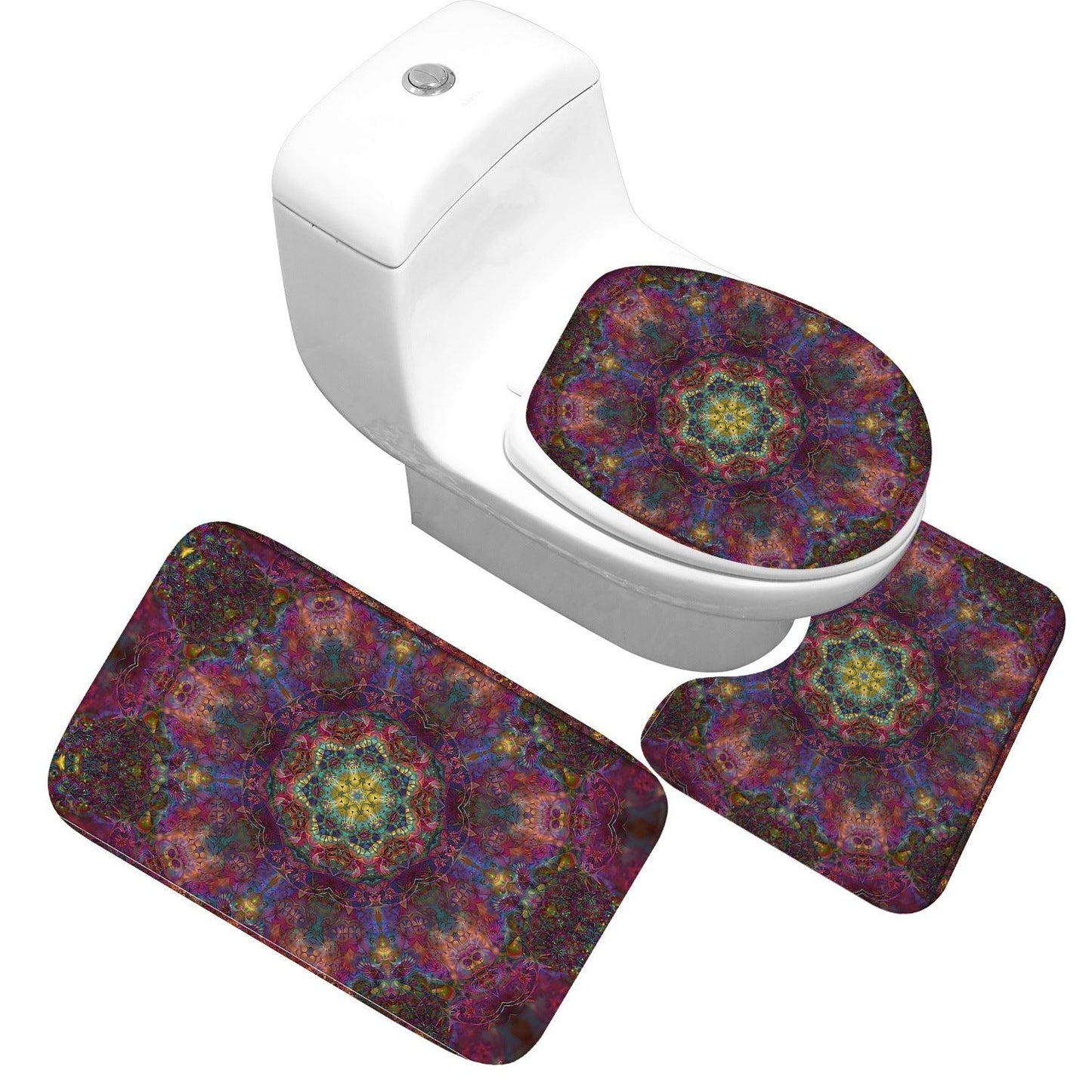 Receiving Bag Three-piece Toilet Bathroom Toilet Carpet Non-slip Absorbent Toilet Floor Mat Classic Pattern - Pacisia