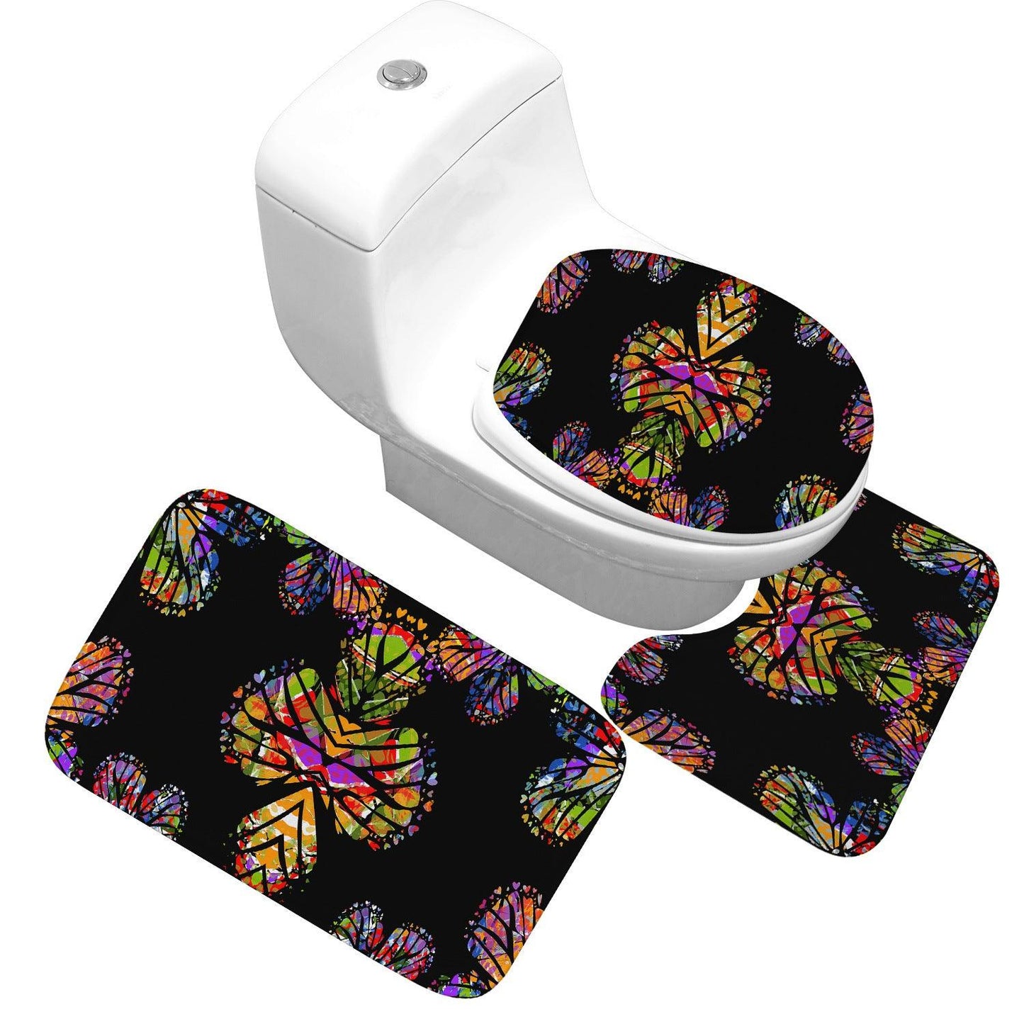 Receiving Bag Three-piece Toilet Bathroom Toilet Carpet Non-slip Absorbent Toilet Floor Mat Classic Pattern - Pacisia