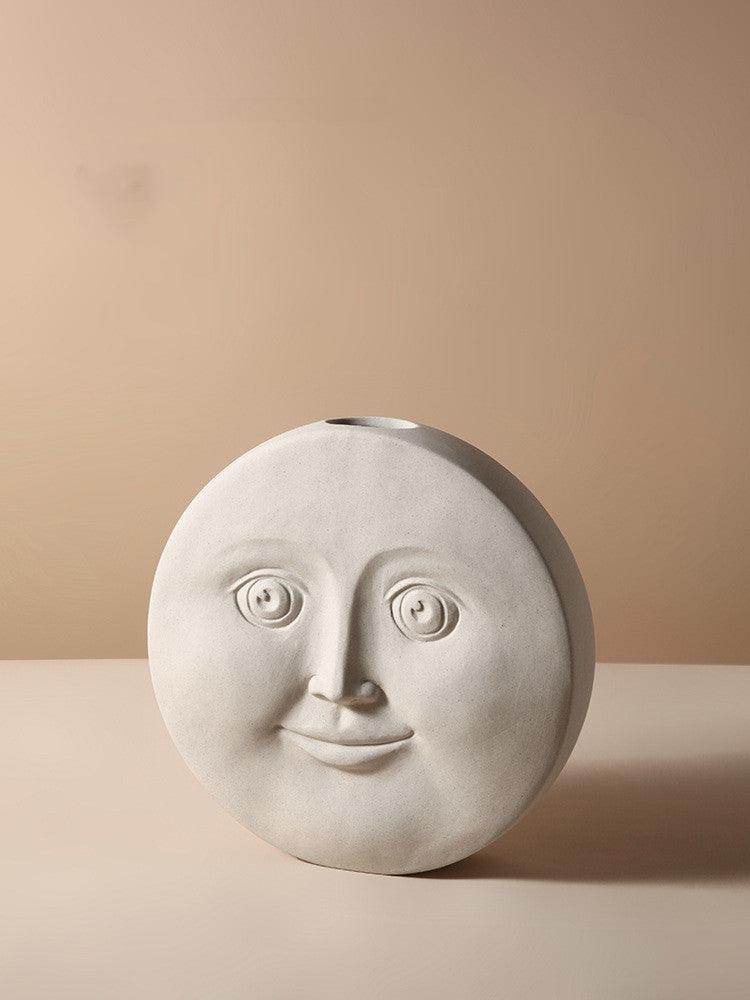 Nordic Creative Ceramic Vase Simple Face Decoration Bedroom Decoration Livingroom Porch Flower Arrangement Home Decoration - Pacisia
