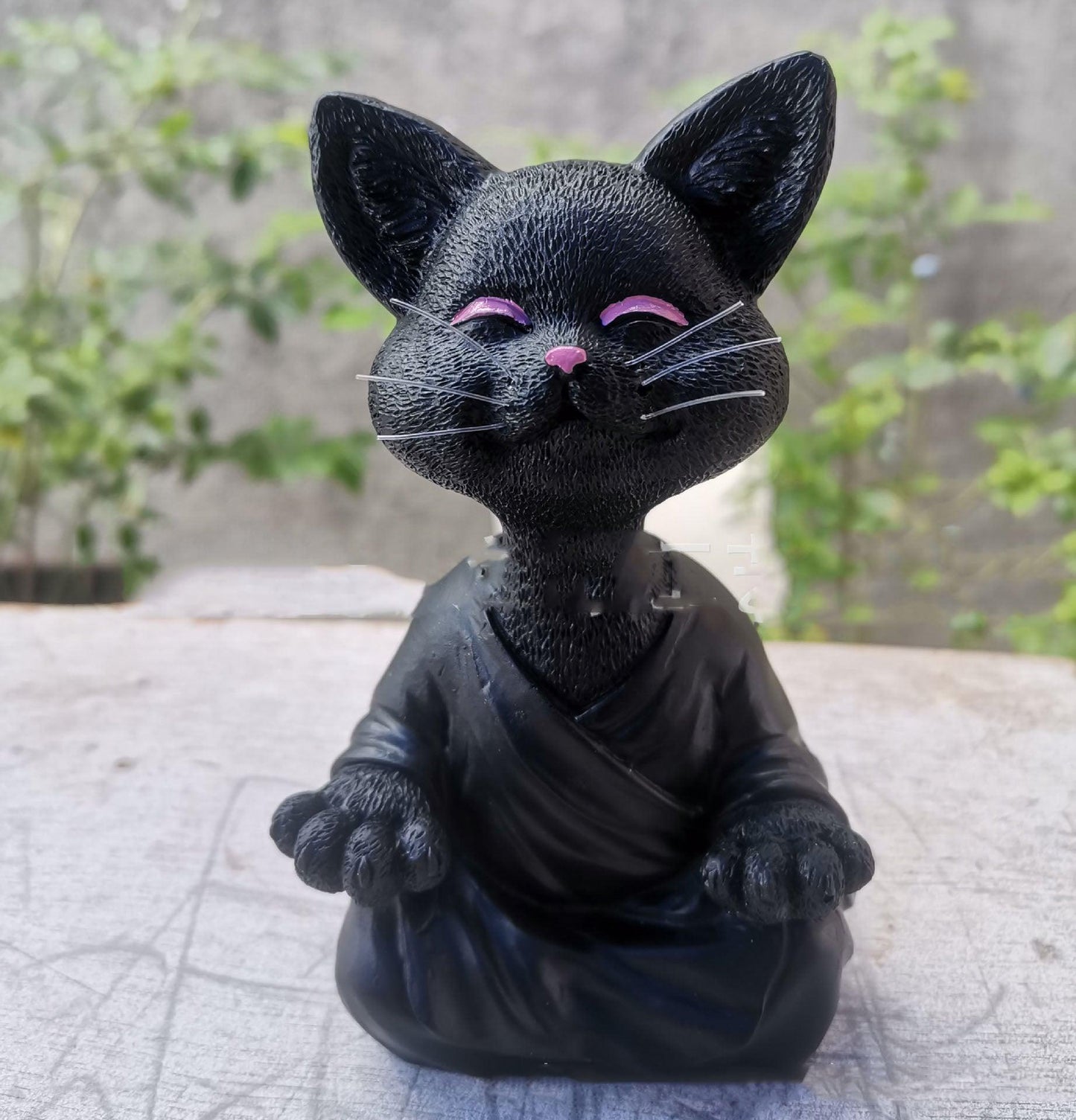 Whimsical Black Buddha Cat Figurine Meditation Yoga Collectible Happy Cat Decor Home Garden Decoration Garden Ornament - Pacisia