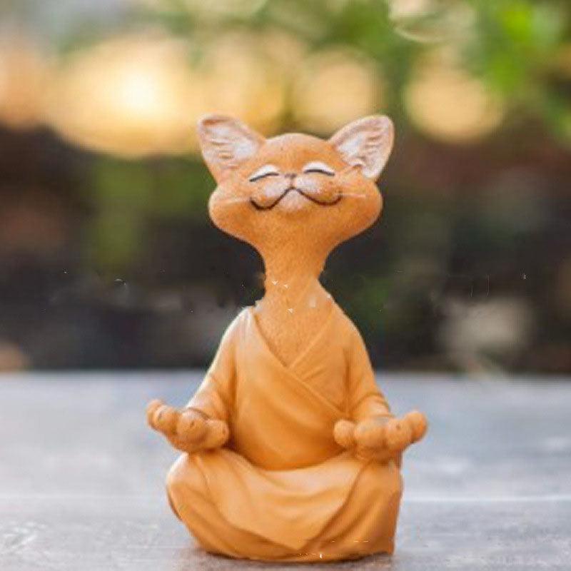 Whimsical Black Buddha Cat Figurine Meditation Yoga Collectible Happy Cat Decor Home Garden Decoration Garden Ornament - Pacisia