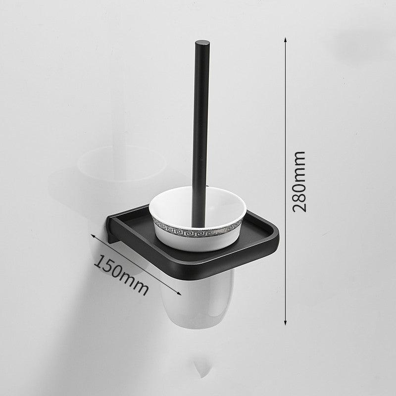 Nordic Black Space Aluminum Punch-free Toilet Toilet Toilet Brush Set Bathroom Rack Wall-mounted Wall-mounted - Pacisia