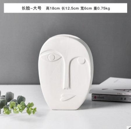 Nordic Style Modern Face Mask Ceramic Vase Home Decoration Flower Vases Head Matte Table Flower Vase for Wedding Decoration Prop - Pacisia