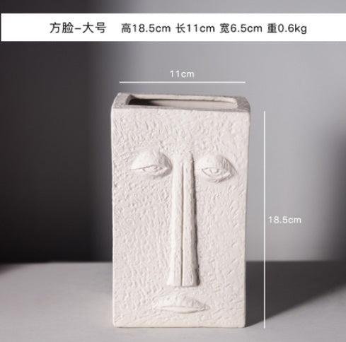 Nordic Style Modern Face Mask Ceramic Vase Home Decoration Flower Vases Head Matte Table Flower Vase for Wedding Decoration Prop - Pacisia