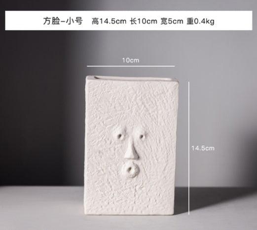 Nordic Style Modern Face Mask Ceramic Vase Home Decoration Flower Vases Head Matte Table Flower Vase for Wedding Decoration Prop - Pacisia