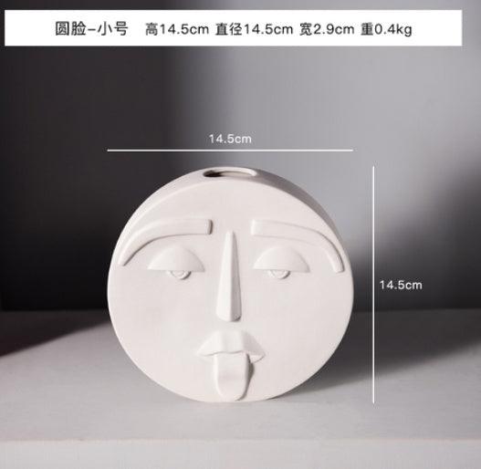 Nordic Style Modern Face Mask Ceramic Vase Home Decoration Flower Vases Head Matte Table Flower Vase for Wedding Decoration Prop - Pacisia