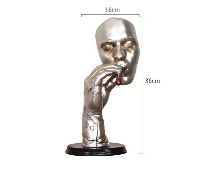 Retro Meditators Abstract Sculpture Man Smoking Cigar Creative Face Statue Character Resin Figurine Artwork Home Decorations - Pacisia