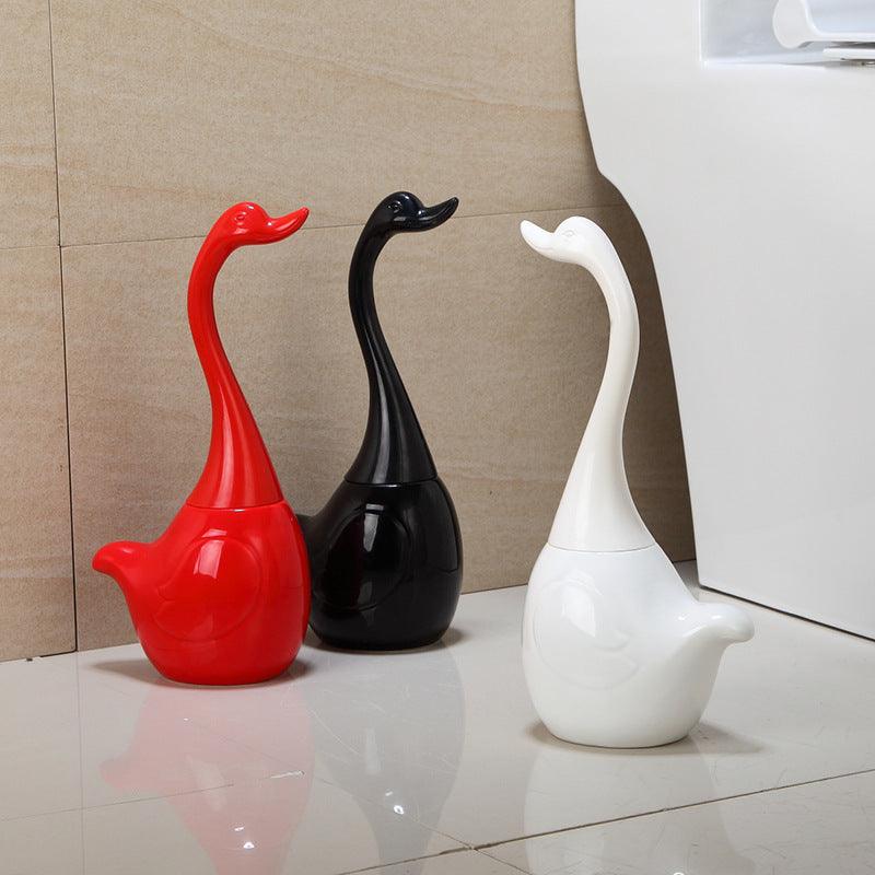 Toilet brush set ceramic base plastic handle Creative Swan sculpt bathroom toiletries toilet brush - Pacisia
