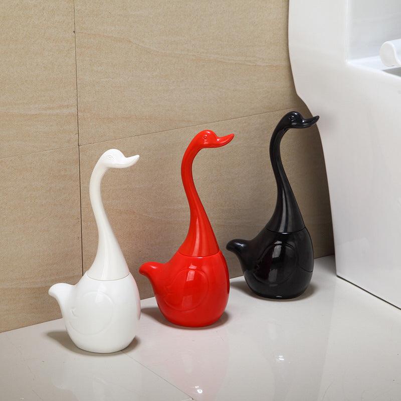 Toilet brush set ceramic base plastic handle Creative Swan sculpt bathroom toiletries toilet brush - Pacisia