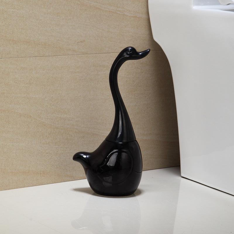 Toilet brush set ceramic base plastic handle Creative Swan sculpt bathroom toiletries toilet brush - Pacisia