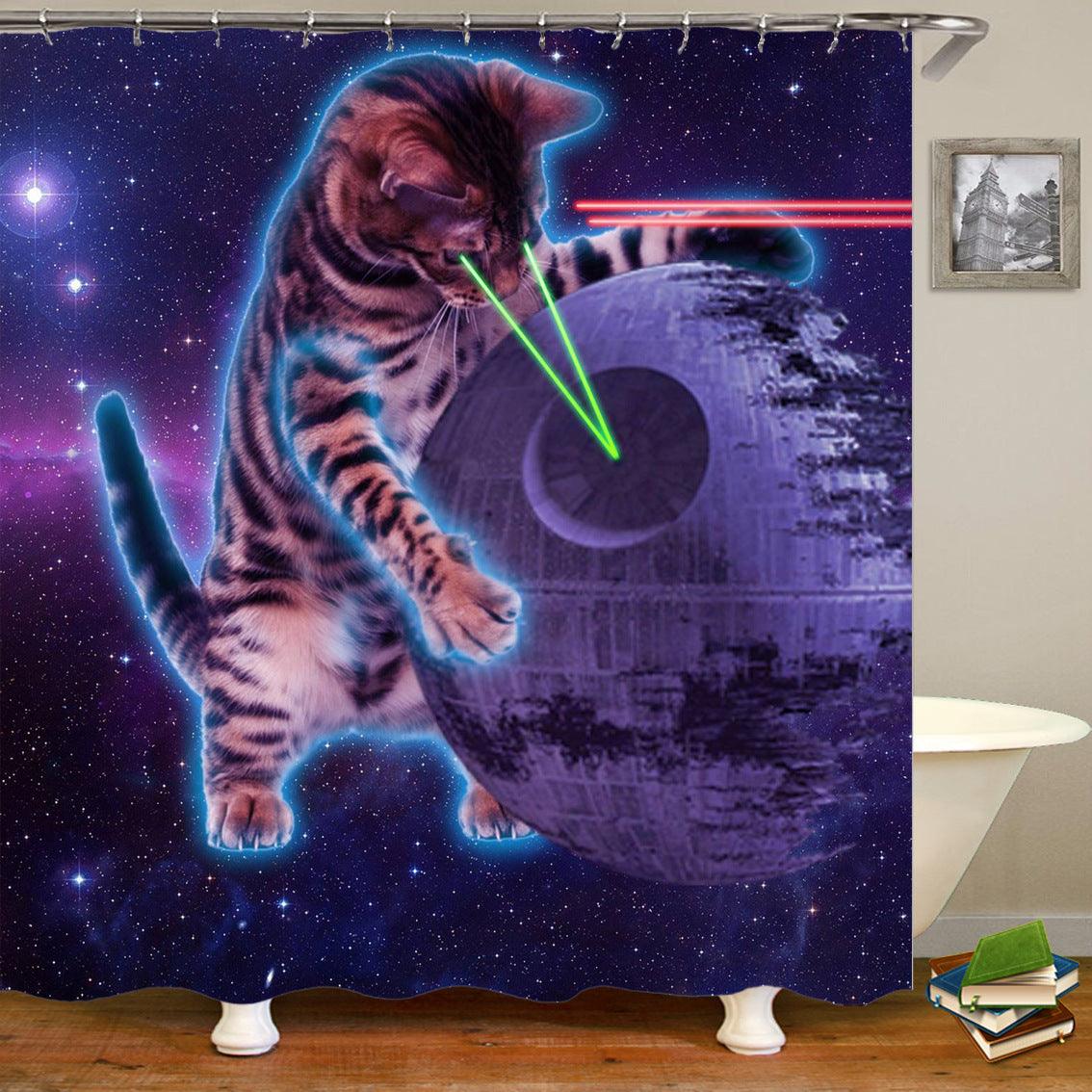 Cat shower curtains bathroom shower curtain Cute 3D fabric shower curtain with hooks funny waterproof shower curtain or Mat - Pacisia