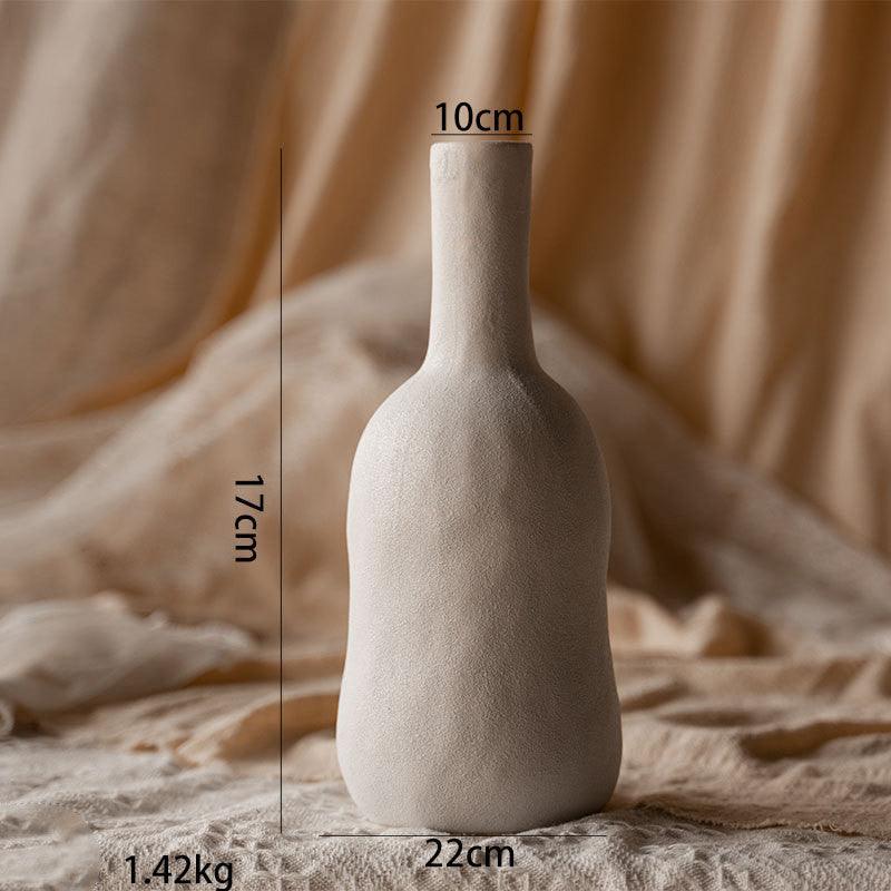 Creative Solitary Style Simple Ceramic Vase Living Room Dry Flower Arrangement Dining Table Bedroom Clay Pot Decoration Ornaments - Pacisia