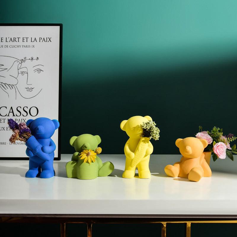 Creative Ceramic Small Vase Decoration Light Luxury Violent Bear TV Cabinet Decoration - Pacisia