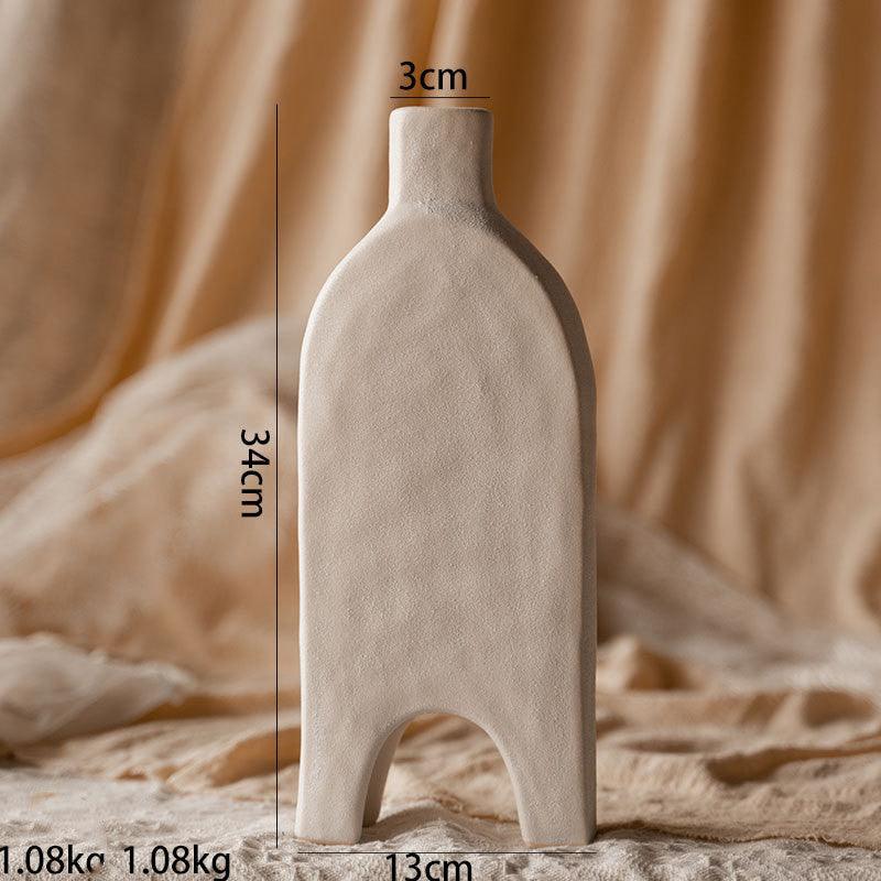Creative Solitary Style Simple Ceramic Vase Living Room Dry Flower Arrangement Dining Table Bedroom Clay Pot Decoration Ornaments - Pacisia