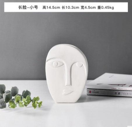 Nordic Style Modern Face Mask Ceramic Vase Home Decoration Flower Vases Head Matte Table Flower Vase for Wedding Decoration Prop - Pacisia