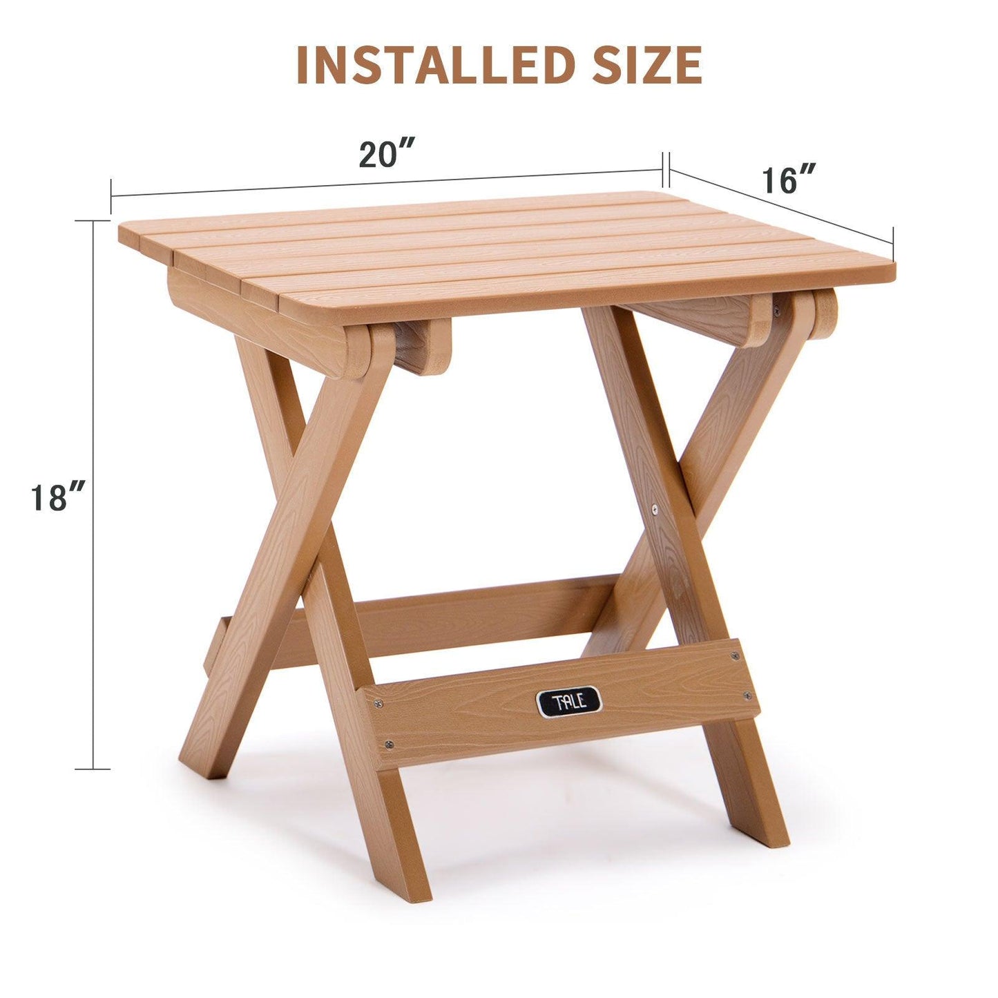 TALE Adirondack Portable Folding Side Table Square All-Weather And Fade-Resistant Plastic Wood Table Perfect For Outdoor Garden, Beach, Camping, Picnics,Ban Amazon - Pacisia