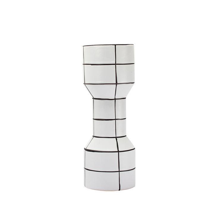 Modern Simple Nordic Creative Home White Ceramic Vase Fashion Stripe Handicraft Ornament Home Decoration - Pacisia
