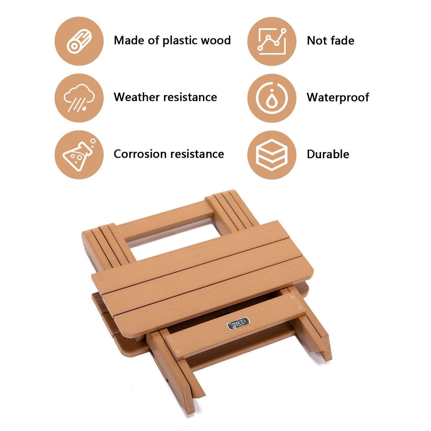 TALE Adirondack Portable Folding Side Table Square All-Weather And Fade-Resistant Plastic Wood Table Perfect For Outdoor Garden, Beach, Camping, Picnics,Ban Amazon - Pacisia