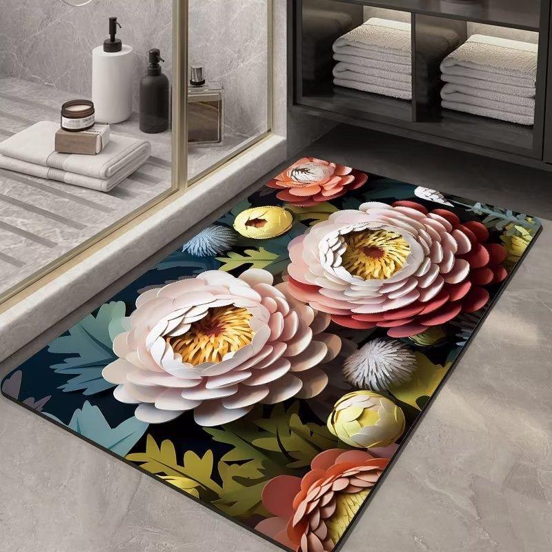 Soft Diatom Ooze Floor Bathroom Absorbent Bathroom Step Mat Quick-drying Non-slip Toilet Door Mat - Pacisia