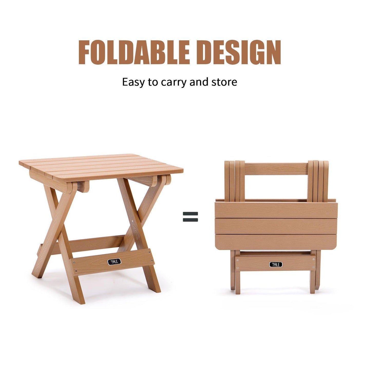 TALE Adirondack Portable Folding Side Table Square All-Weather And Fade-Resistant Plastic Wood Table Perfect For Outdoor Garden, Beach, Camping, Picnics,Ban Amazon - Pacisia
