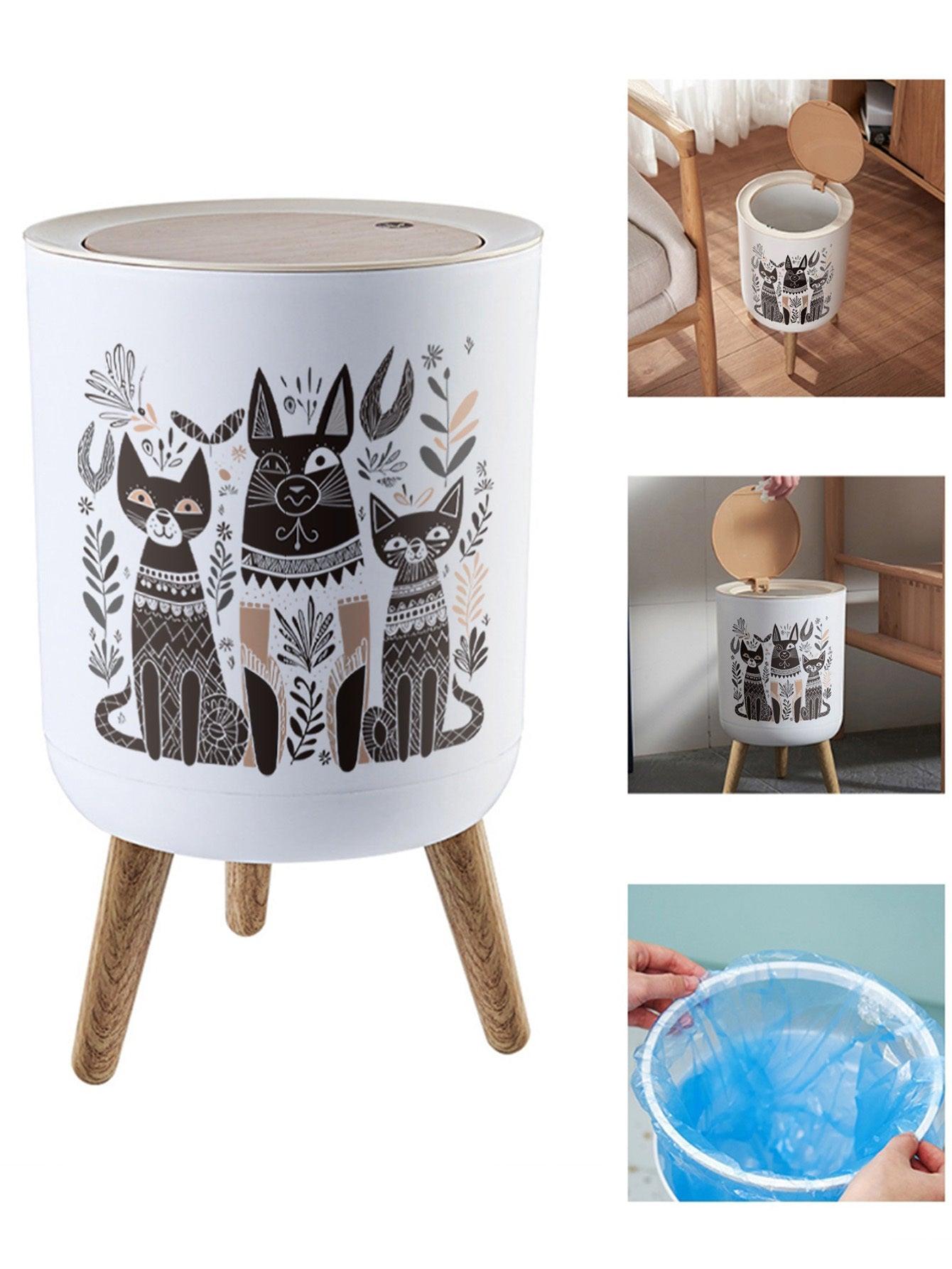 7 L Trash Bin Home Office Rubbish Can Dust Bin Large Lid Lock With Button Large Mouth Design Garbage Basket With Press Lid Dustbin For Room Kitchen - Pacisia